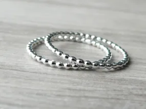 Sterling silver stacking rings set • Beaded set of 2