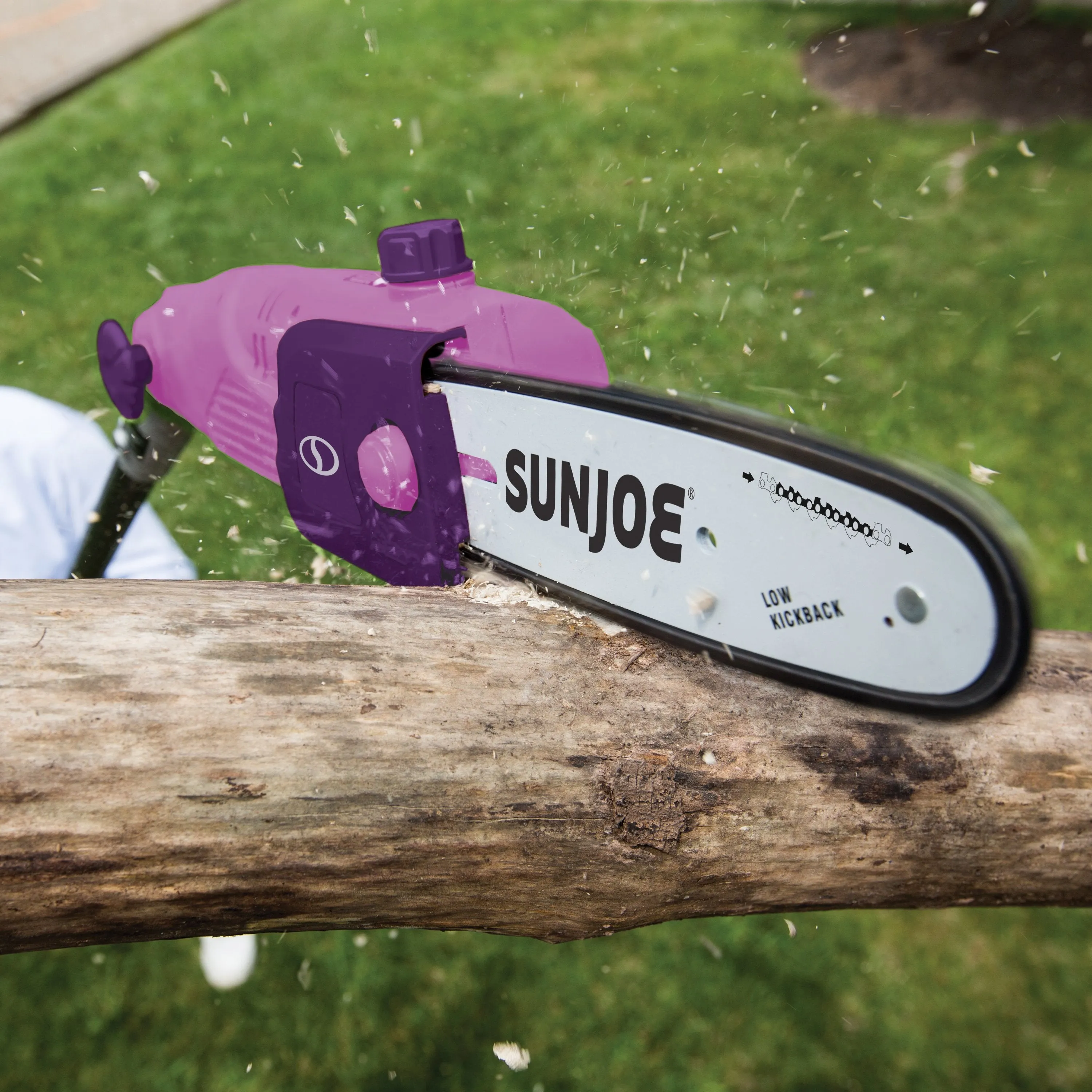 Sun Joe SWJ803E-PRP Electric Multi-Angle Pole Chain Saw | 10 inch | 8.0 Amp (Purple)