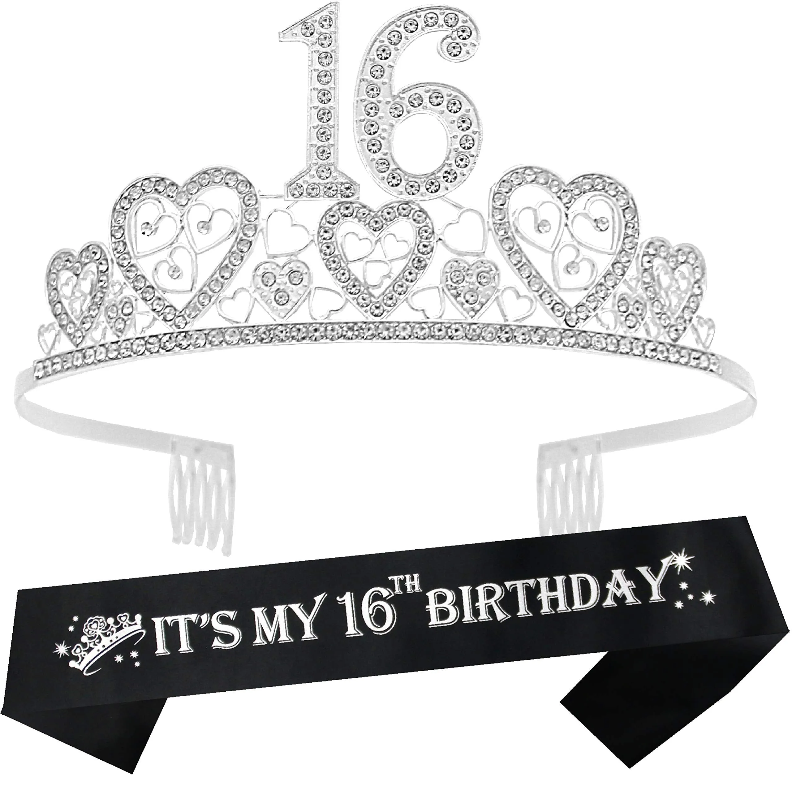 Sweet 16 Birthday,Sweet 16 Birthday Decorations,Sweet 16 Crown and Sash,Sweet 16 Sash,16