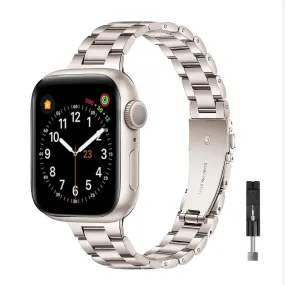 Thin Metal Apple Watch Band For Apple Watch Series 10 | Ultra 2 | 8 Ultra | 9 | 8 | 7 | 6 | Starlight