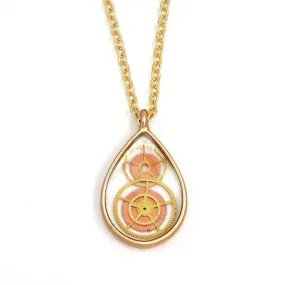 Transparent Teardrop Gold Watch Part Necklace