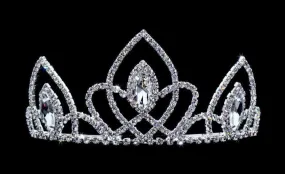 Vaulted Navette Crystal Rhinestone 3" Silver Tiara