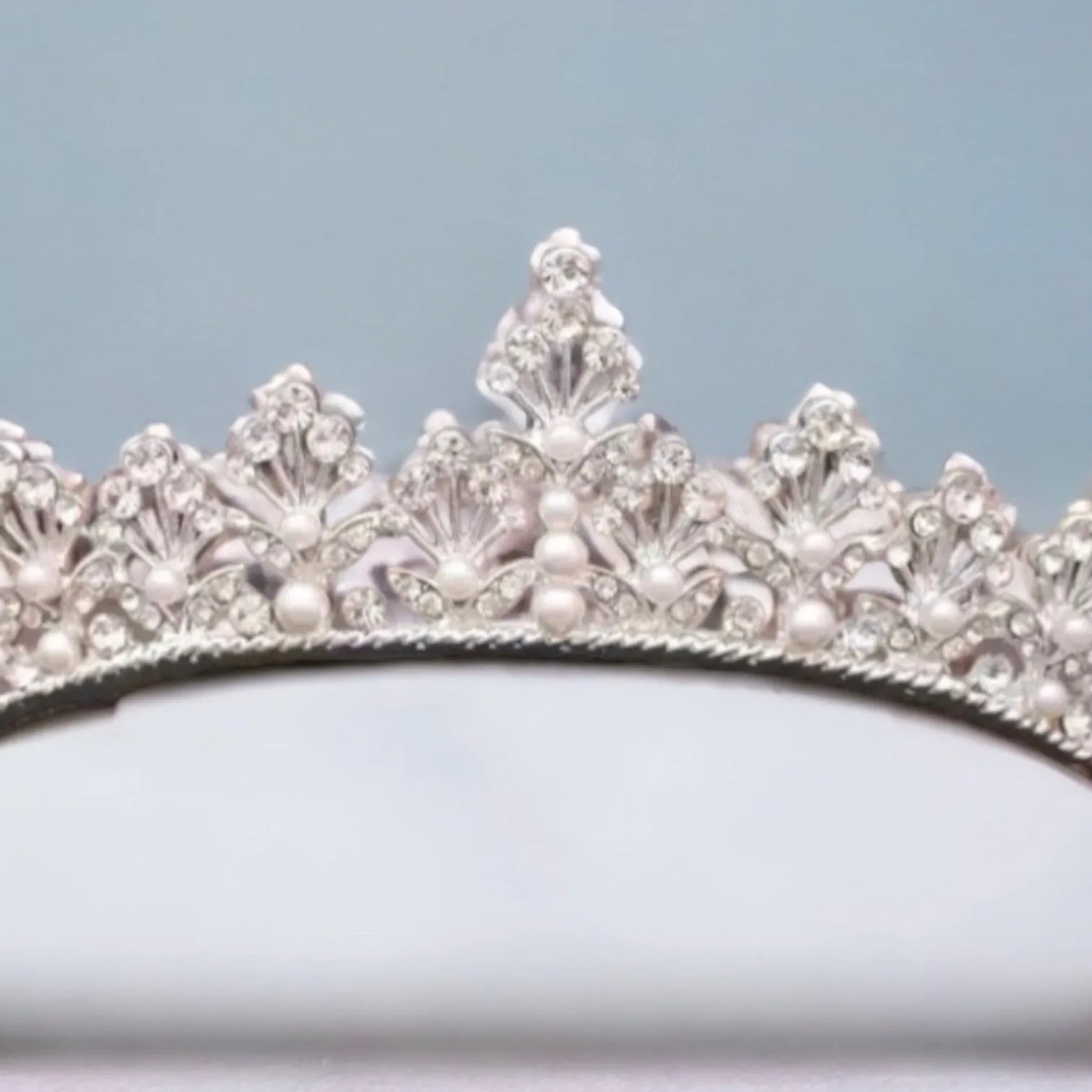 Victoria - Bridal Baroque style Pearl & Rhinestone Tiara