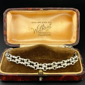 Vintage Victorian French Silver Book Chain Fancy Link Bracelet