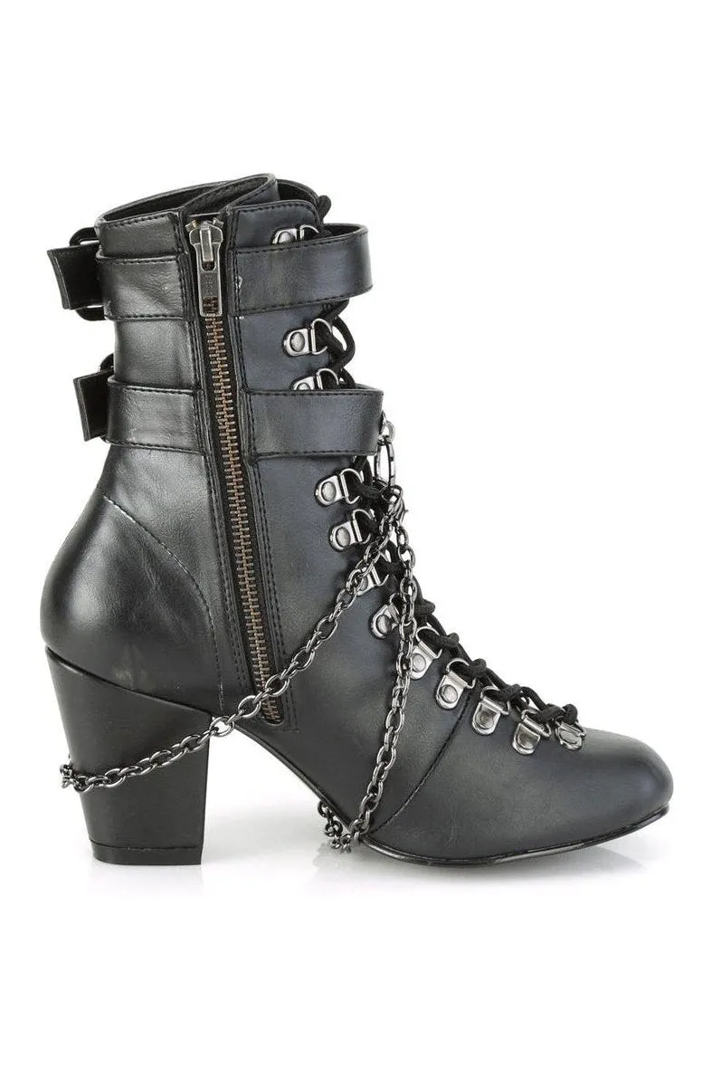 VIVIKA-128 Ankle Boot | Black Faux Leather