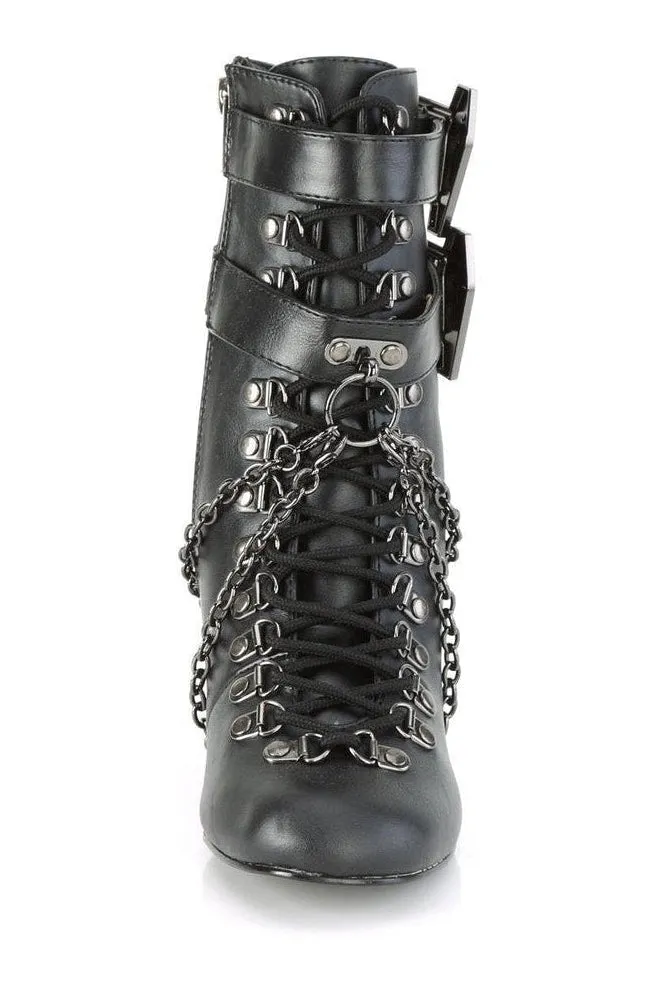 VIVIKA-128 Ankle Boot | Black Faux Leather