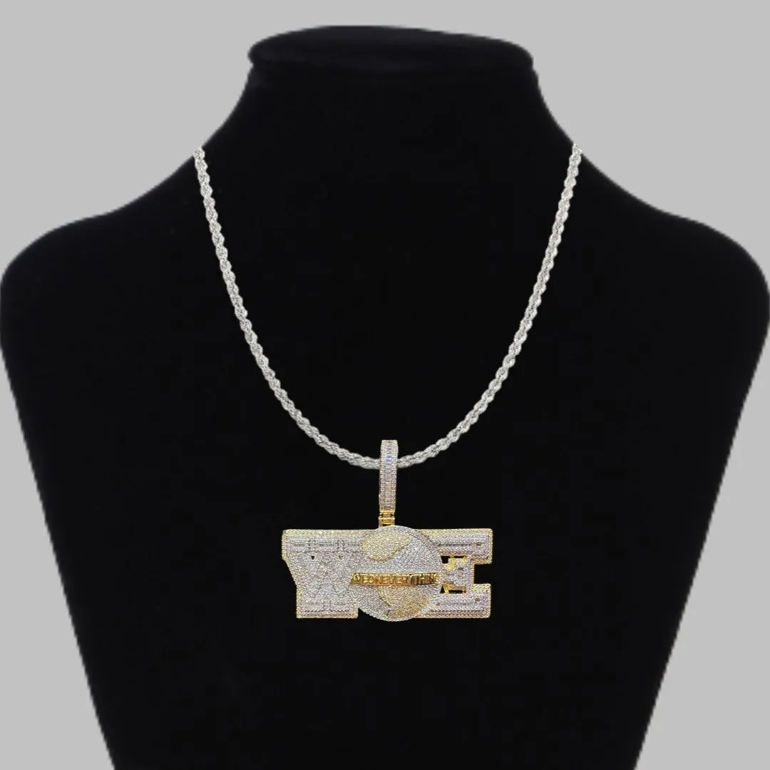 We On Everything Iced Out Letter Diamond Pendant Necklace