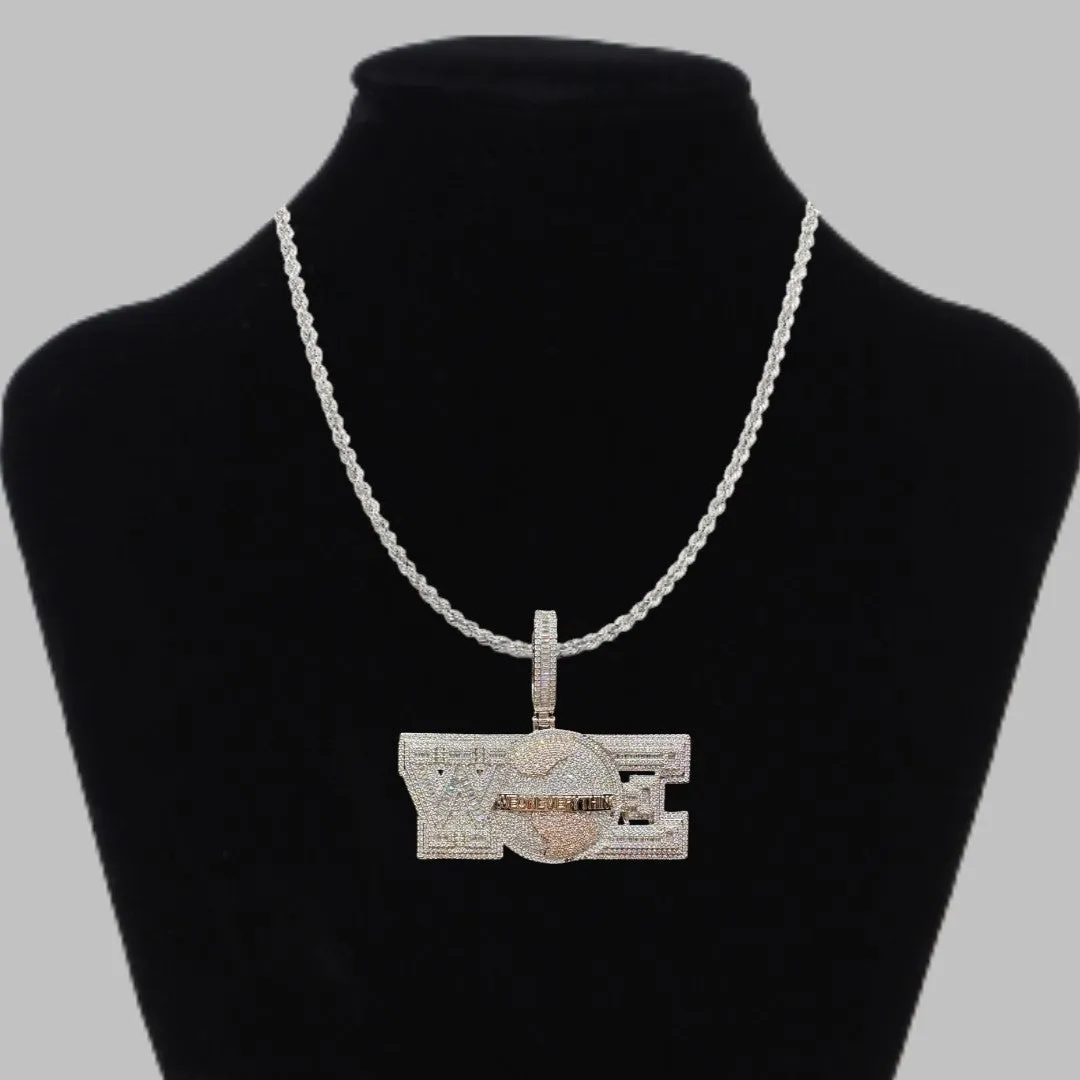 We On Everything Iced Out Letter Diamond Pendant Necklace