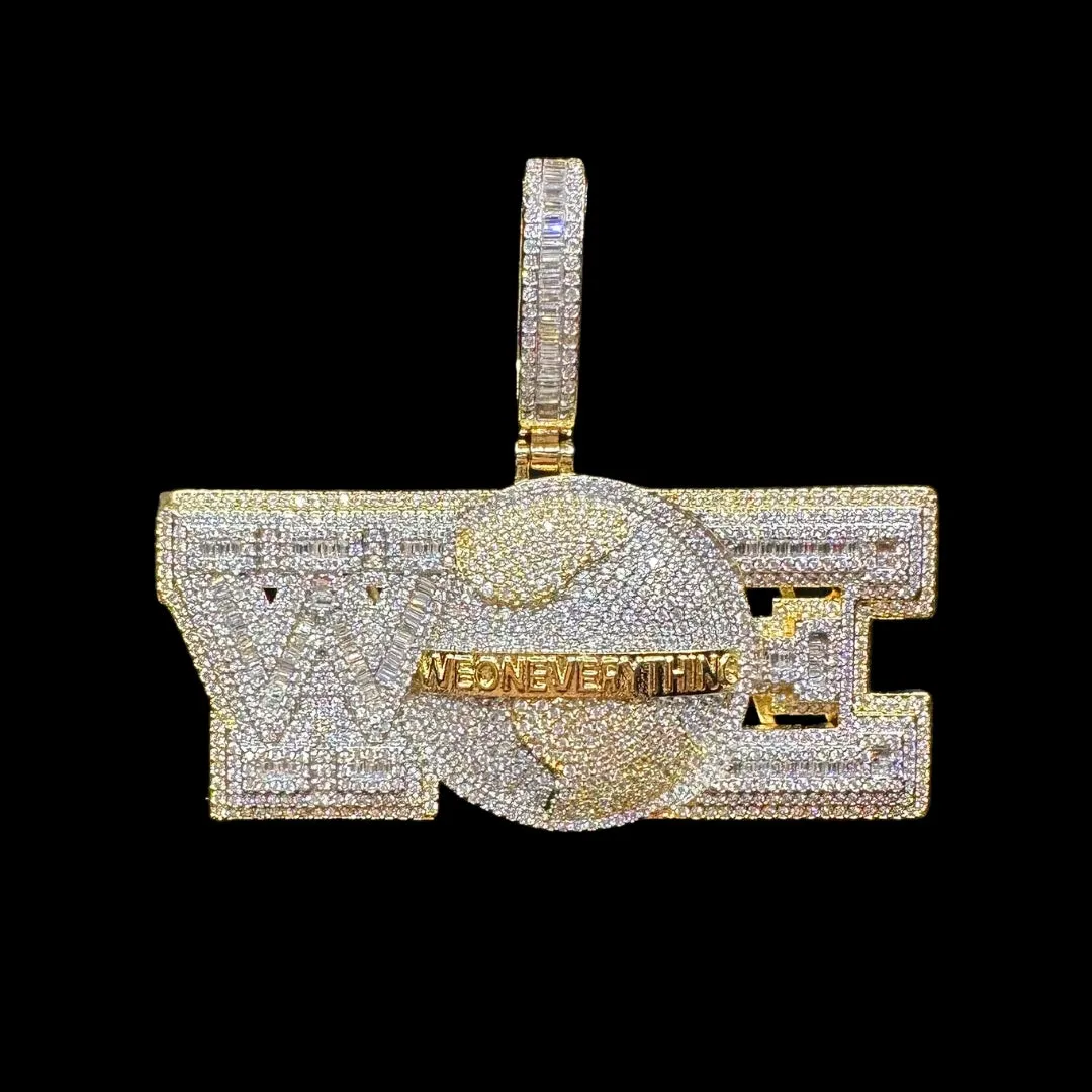 We On Everything Iced Out Letter Diamond Pendant Necklace