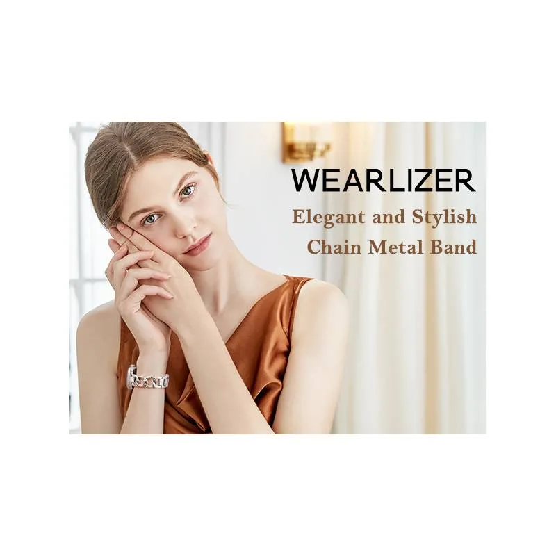 Wearlizer Compatible with Apple Watch Bands for Women 49mm 46mm 45mm 44mm 42mm 41mm 40mm 38mm, Dressy Bling Metal Chain Strap Designer Link Bracelet for iWatch Bands Series 10 9 Ultra SE 8 7 6 5 4 3