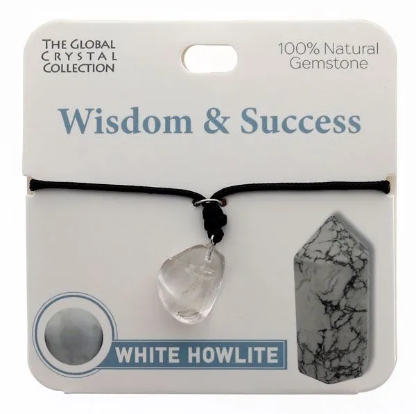 White Howlite Natural Gem Necklace - 'Wisdom & Success'