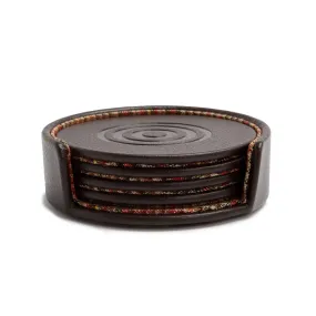 WM Brown Set of 4 Coasters with Case