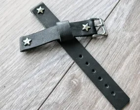 Woman's Black leather watch band | Wickett & Craig leather | 16 mm strap Star