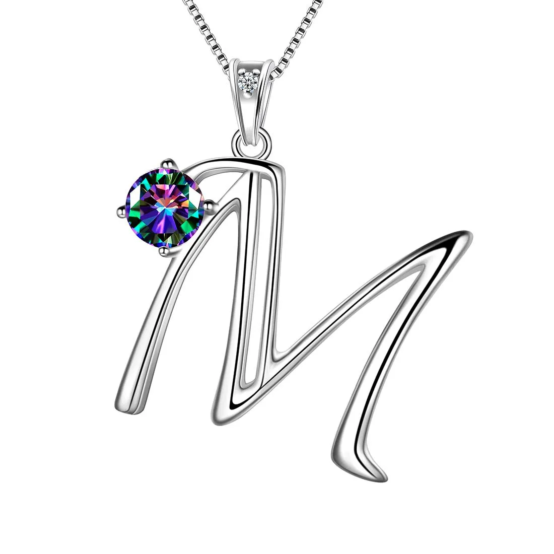 Women Initial M Letter Pendant Necklace Girl Name Jewelry Gift 925 Sterling Silver