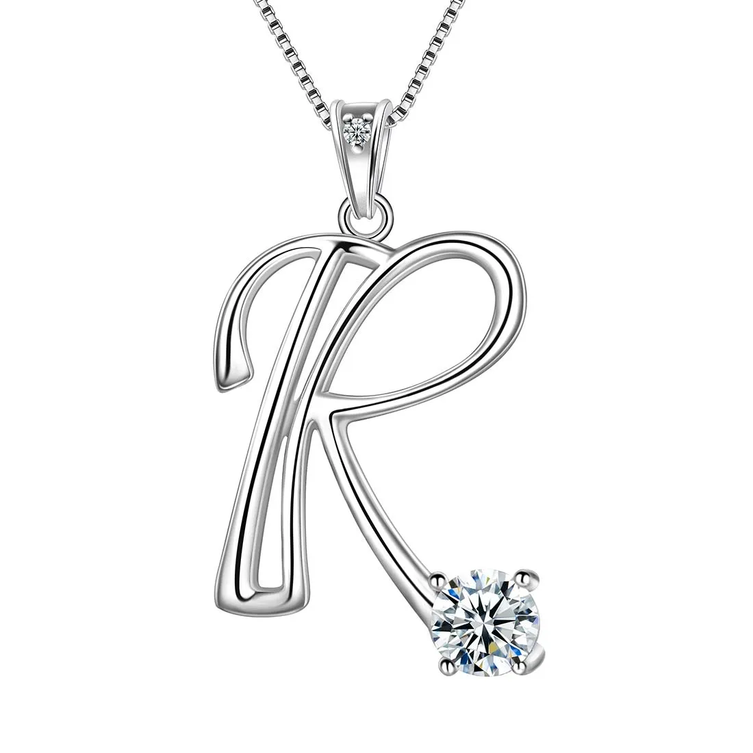 Women Initial R Letter Pendant Necklace Girl Name Jewelry Gift 925 Sterling Silver