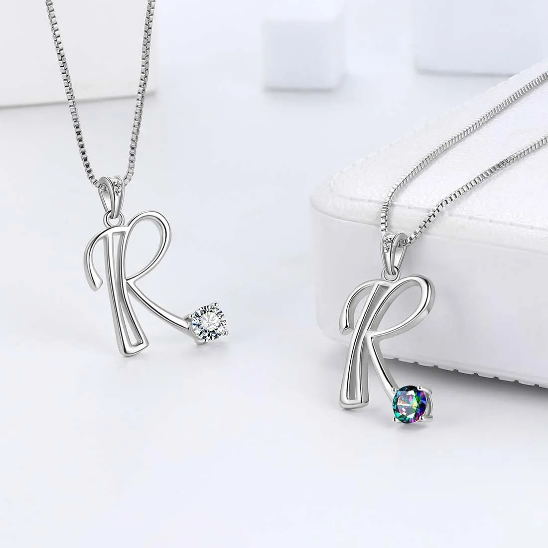 Women Initial R Letter Pendant Necklace Girl Name Jewelry Gift 925 Sterling Silver