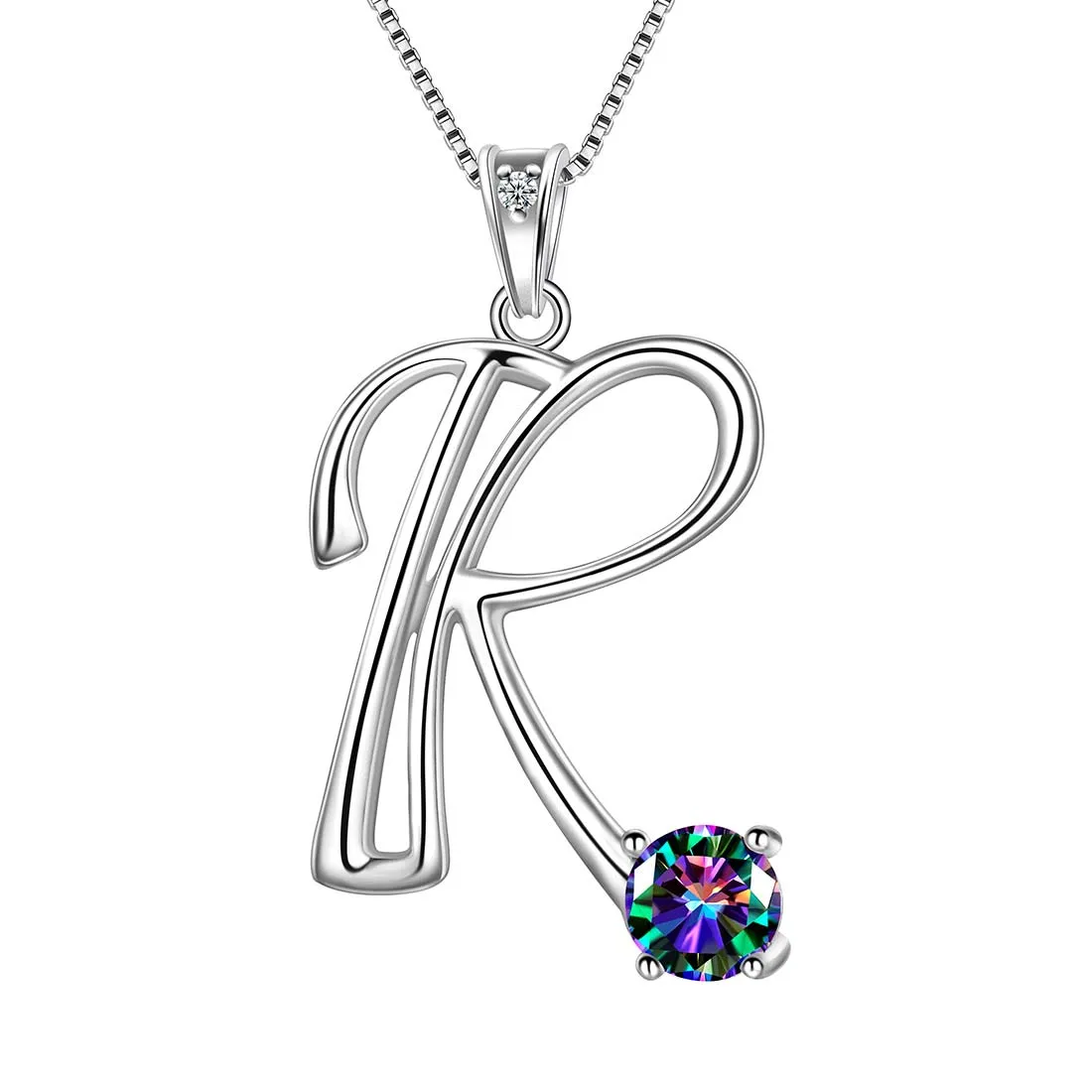 Women Initial R Letter Pendant Necklace Girl Name Jewelry Gift 925 Sterling Silver