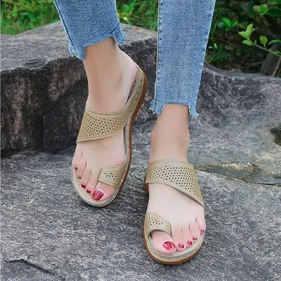 Women ring toe summer slide sandals with arch support