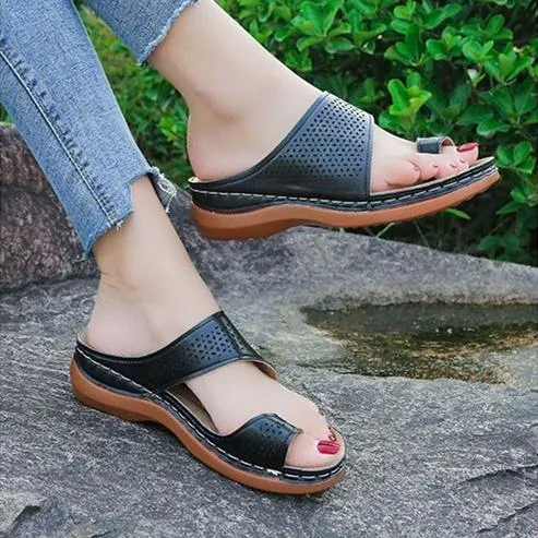 Women ring toe summer slide sandals with arch support