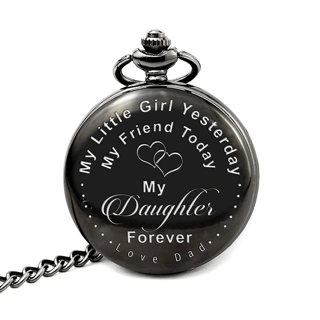 Yellow Chimes Black Pendant for Women Daughters Special Pocket Watch Pendant for Father's Little Princess Unique Memorable Gift for Daughter Stainless Steel Watch for Women and Girls.