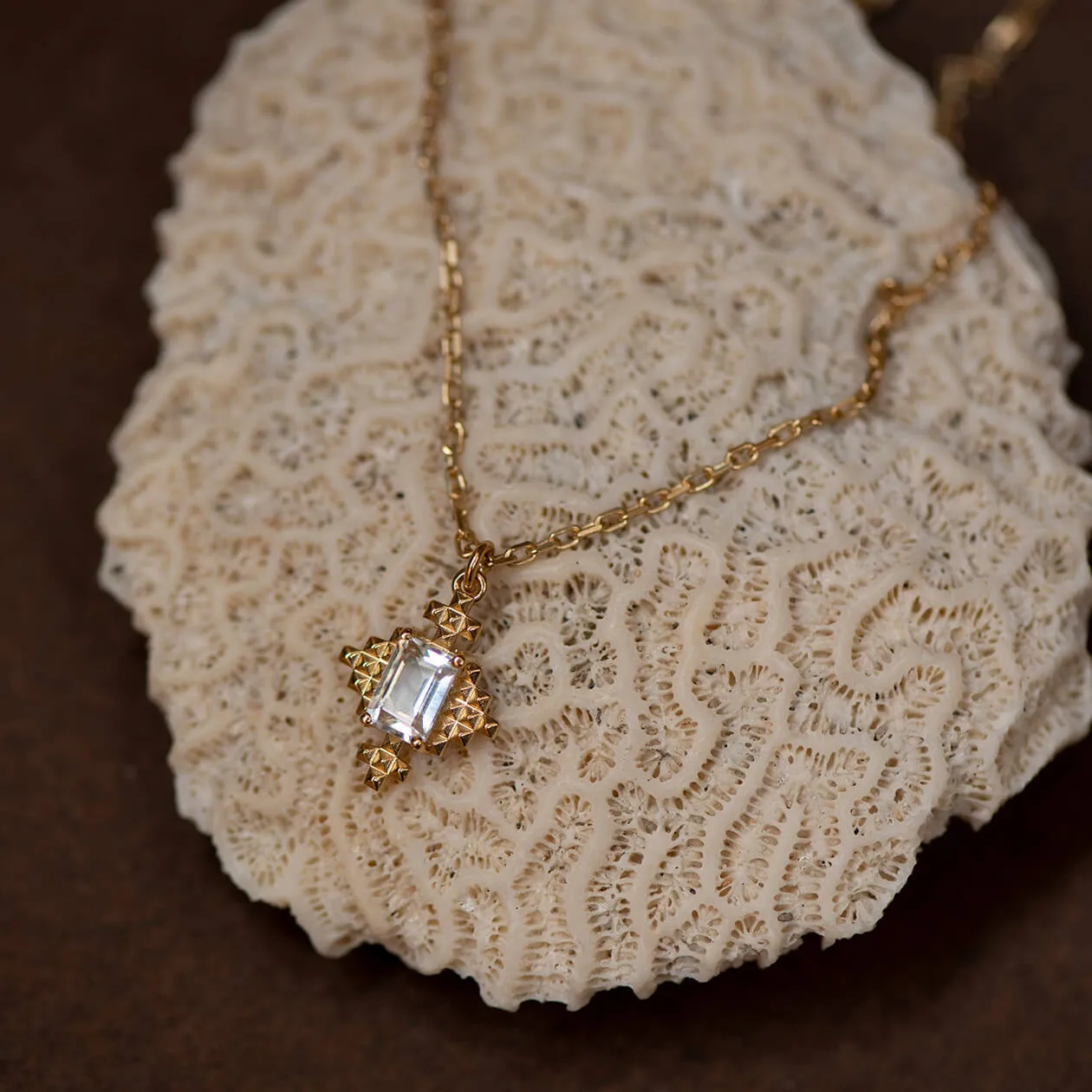 Zoe & Morgan Reya Necklace - Gold Plated & White Topaz